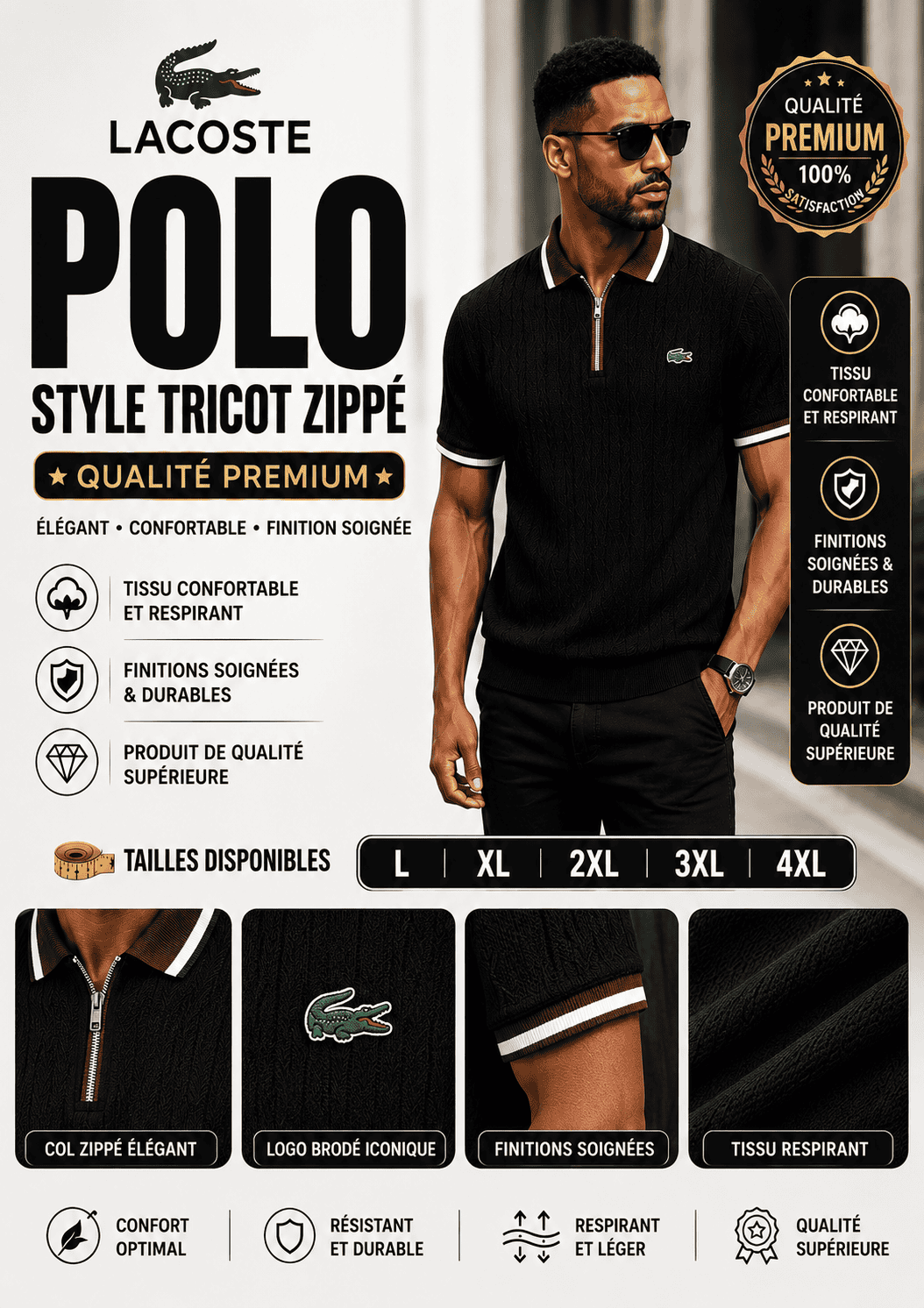 Polo Lacoste Noir