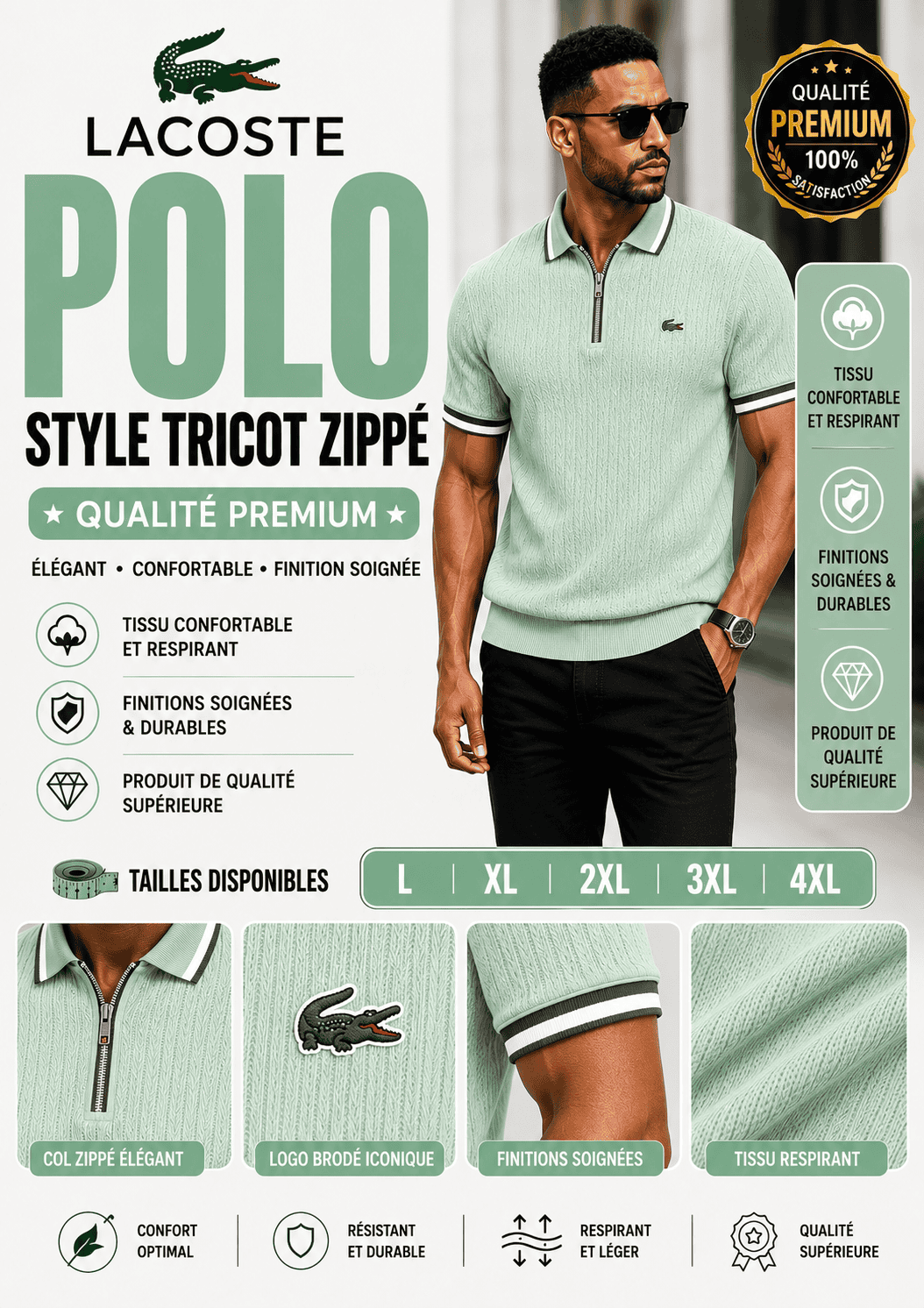 Polo Lacoste Vert-Pistache