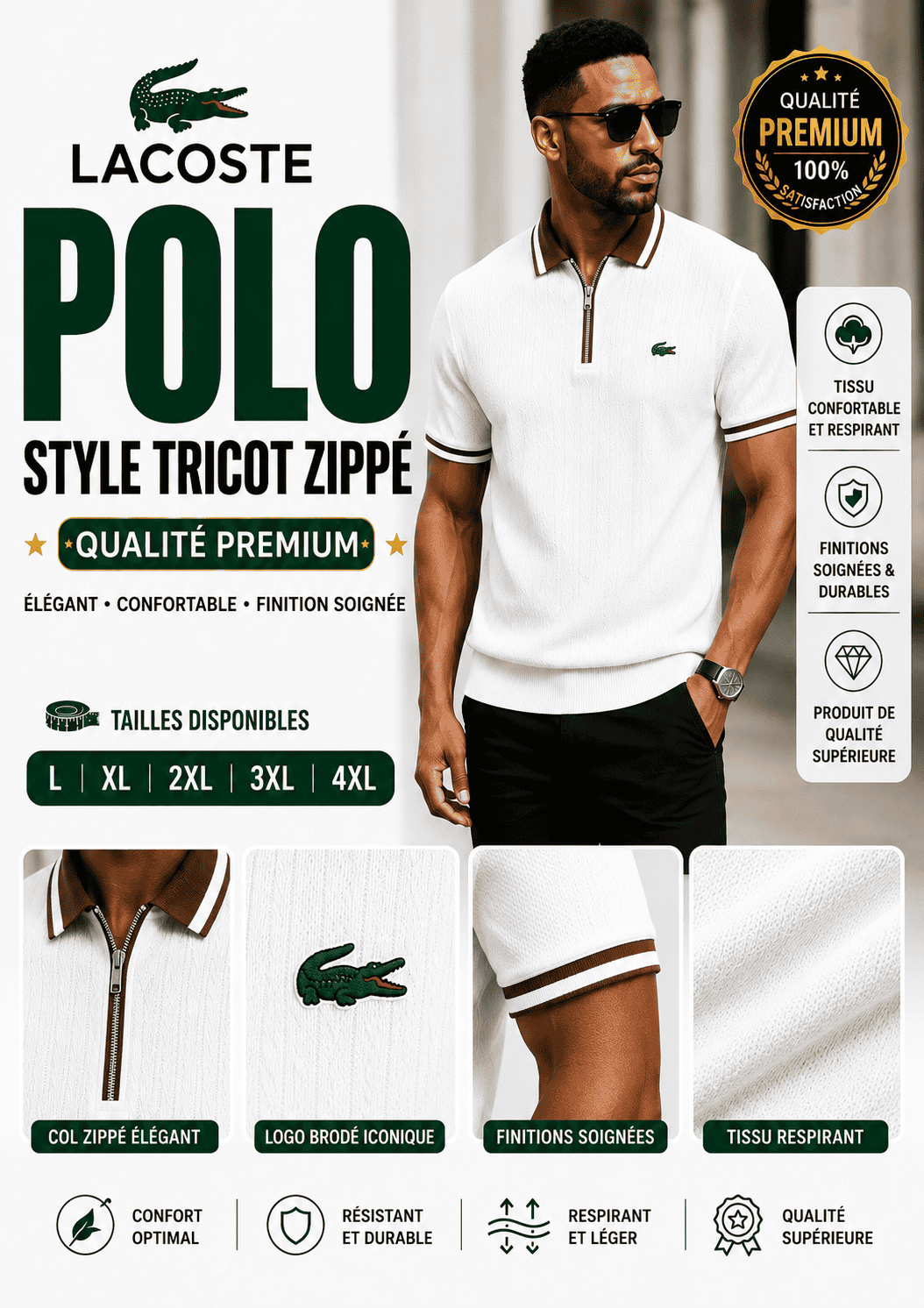 Polo Lacoste Blanc