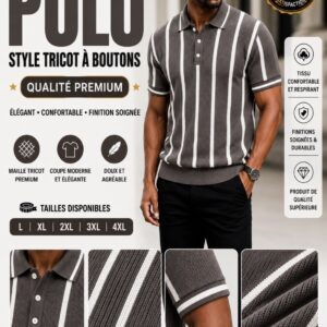 Polo Tricot Rayé Grise