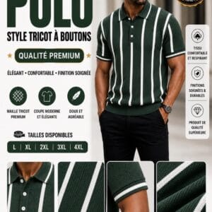 Polo Tricot Rayé Vert