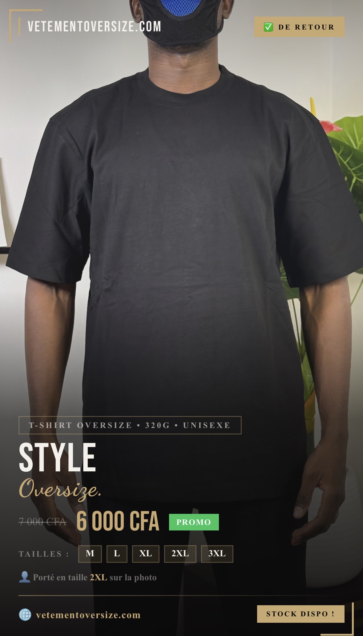 T-shirt Oversize Noir – Coupe large