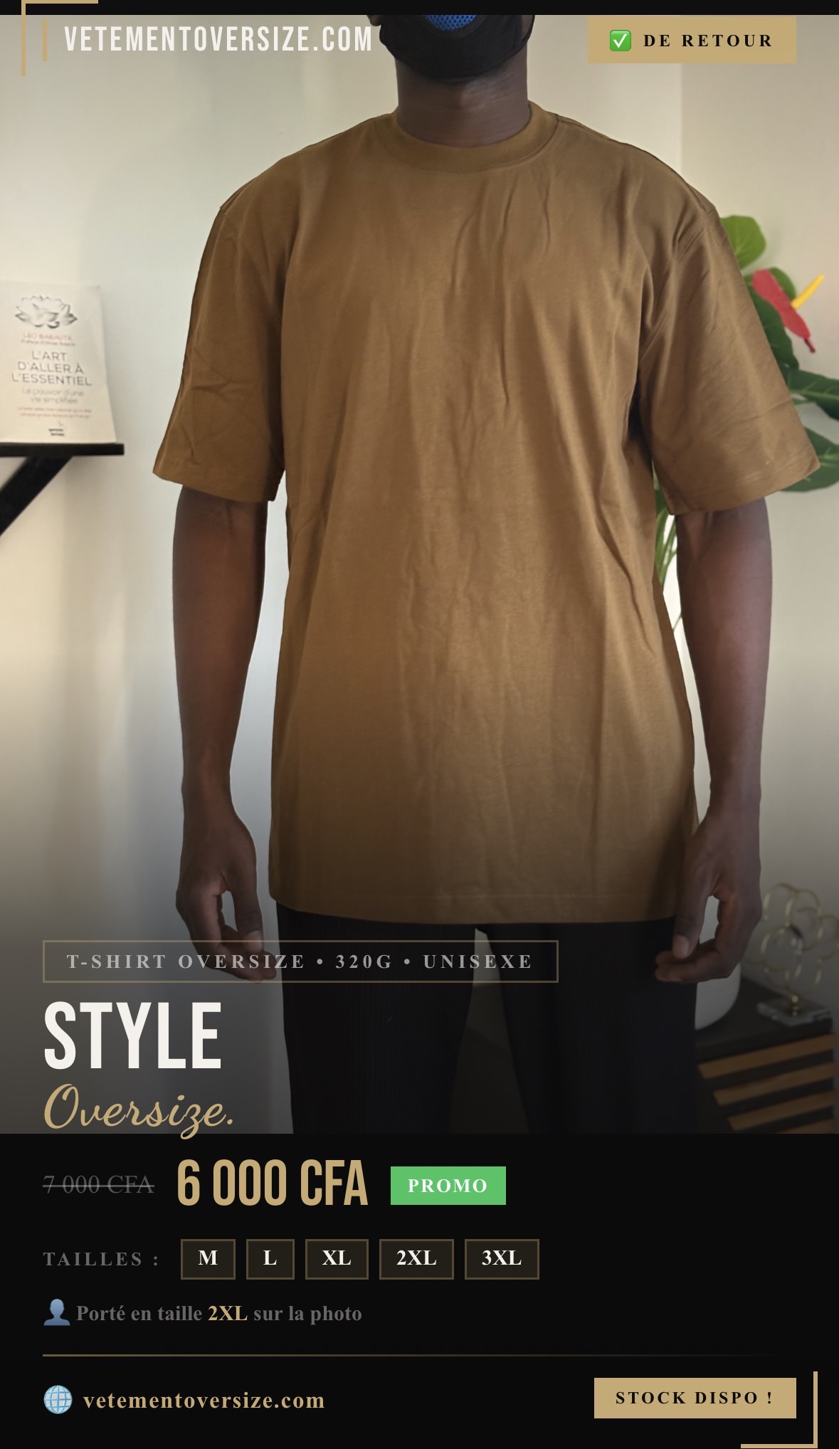 T-shirt Oversize Marron – Coupe large