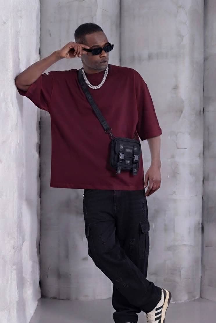 T-shirt Oversize Rouge bordeaux– Coupe large
