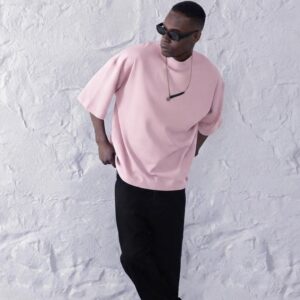 T-shirt Oversize Rose claire– Coupe large